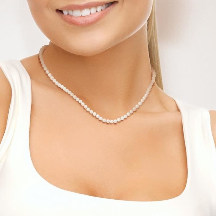 Collier En Perles De Culture D'eau Douce Avec Fermoir En Vermeil Poinçon 925 - Élégant Et Raffiné