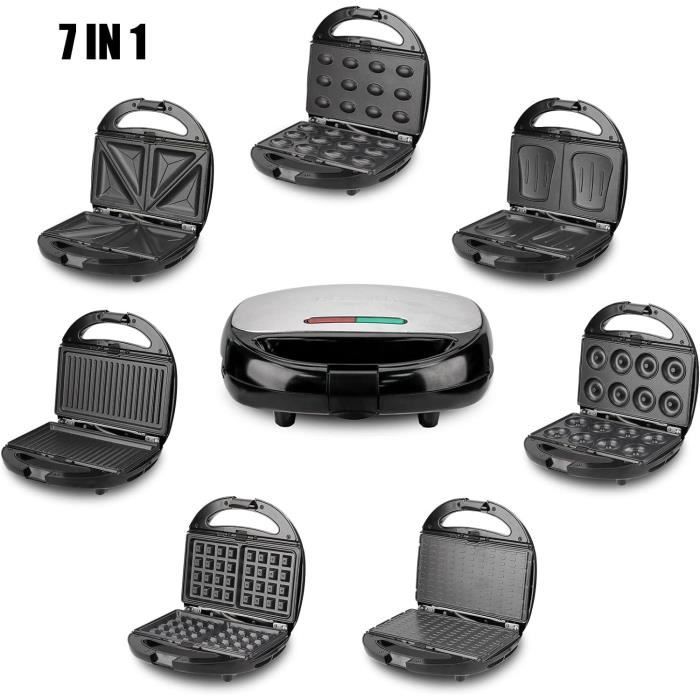 Appareil À Croque Monsieur 7 En 1, Avec Plaques Amovibles Et