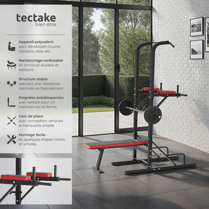 TecTake Banc Curl Biceps & Triceps – Scott Bench Réglable, Rembourrage Confort, Acier Robuste, Entraînement Maison Musculation