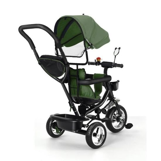 OHMG Tricycle 4 En 1 – évolutif, Auvent, 2 Paniers, Siège Réglable – 9 Mois à 6 Ans
