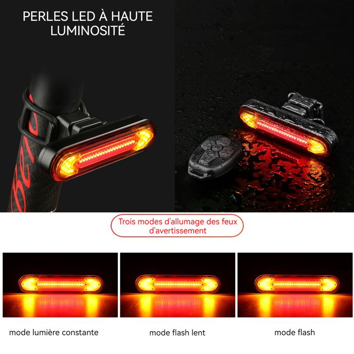 Kit De Phares Vélo Avant/arrière USB Rechargeables - 3 Cm, 3 Modes, IPX4 étanche, Autonomie 5h - Sécurité Pour Cyclisme Nocturne - 11