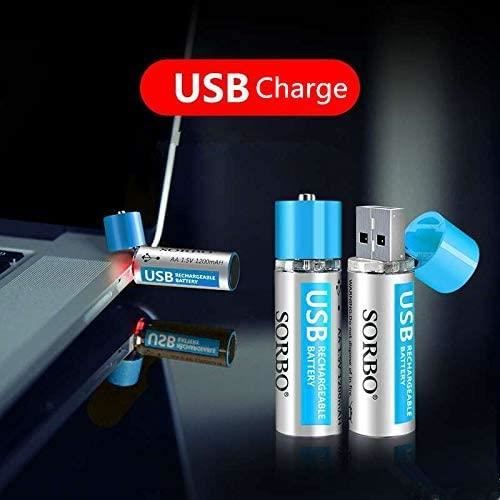FairOnly Lot de 2-4 Piles AA Li-po Rechargeables par USB 1,5 V