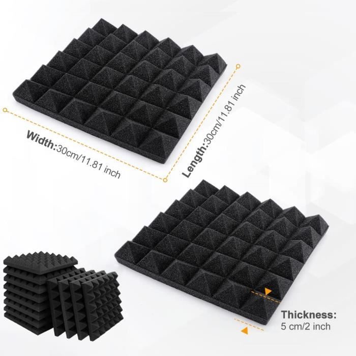 Panneaux Mousse Acoustique Autocollants - Lot De 12, 30x30x0,9cm - Réduction Bruit Studio, Bureau, Imitation Brique - 7
