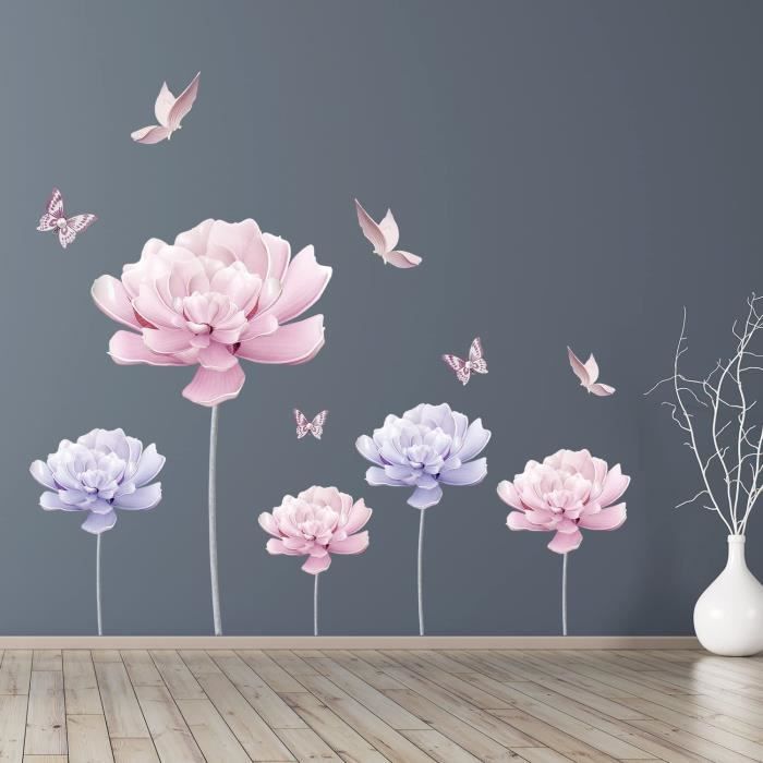Autocollant mural floral vase rose - TenStickers