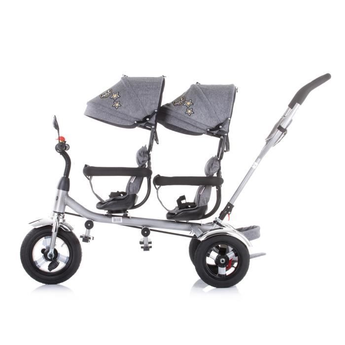 Chipolino Tricycle Tricycle 2Play pour jumeaux pneus guidon jusqu a 50kg Gris Cdiscount Sport
