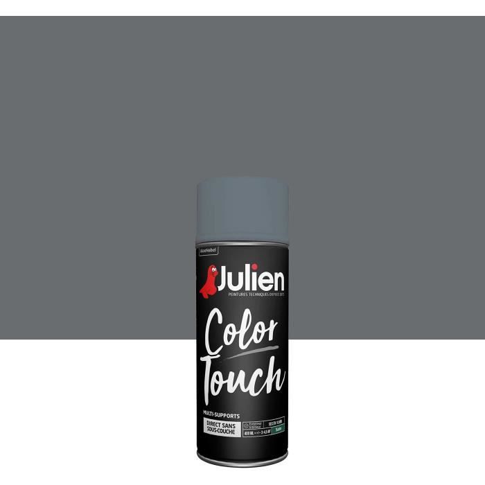Lot De 2 Bombes De Peinture Multi-supports Julien – Anthracite Satiné, 400 Ml Chacune