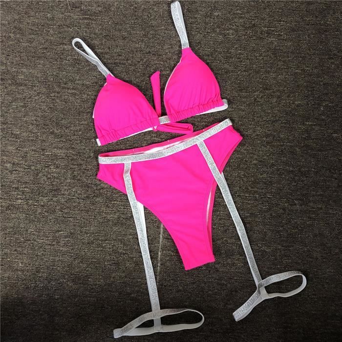 Bikini Deux Pièces Femme Avec Nœud Ruban - Maillot De Bain Style Mer, Motif Relief, Neuf Avec étiquettes