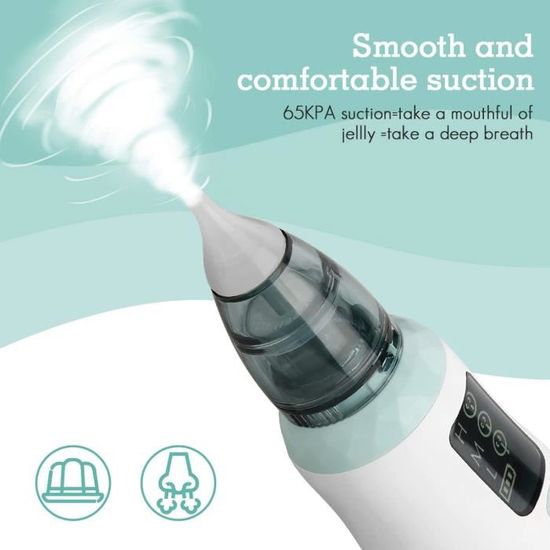 Nettoyeur de nez pour b/éb/é Aspirateur nasal pour b/éb/é rechargeable Sucker de nez de b/éb/é Booger Sucker automatique pour nourrissons avec fonction apaisante musique et lumi/ère