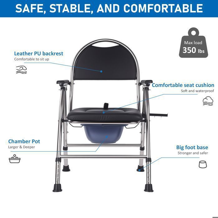 HOMCOM Chaise percée toilette multifonctions seau amovible hauteur réglable avec dossier siège