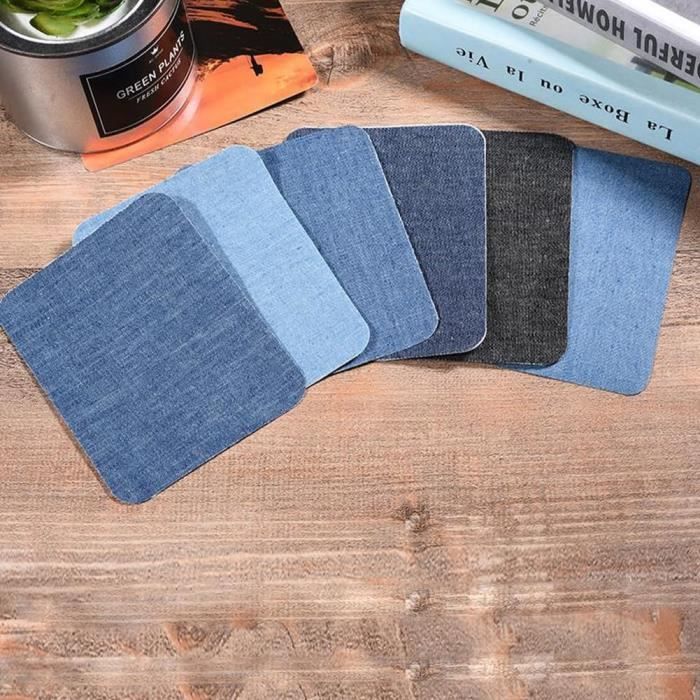 Patchs Tissu Thermocollant Jean, 24pcs Patch Thermocollant Vetement, Coton L'intérieur L'extérieur Colle Plus Forte Kit De Réparation Pour Pantalons, Denim 7.5 Cm X 10.5 Cm (Noir