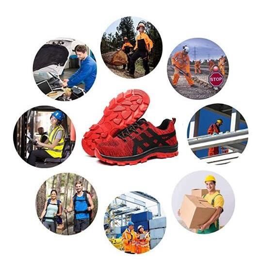 Chaussures De Sécurité Basquette Homme Femme - Embout Acier, Antidérapantes, Légères Et Respirantes - Norme EN ISO 20345