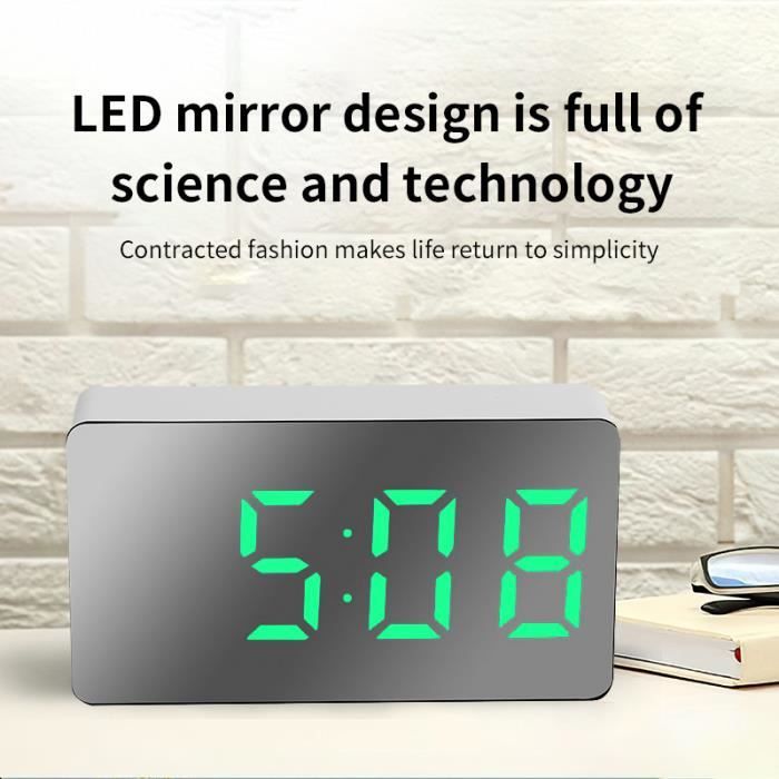Mini horloge miroir LED-boîte de couleur verte - Cdiscount Maison