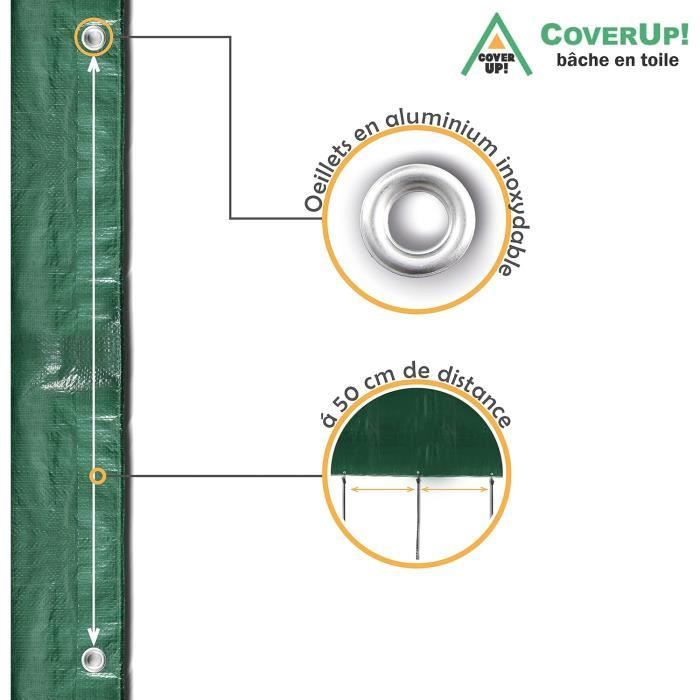 10% sur Bâche en toile enduite de PVC 650 g / m² 6 x 8 m Vert - Bâches