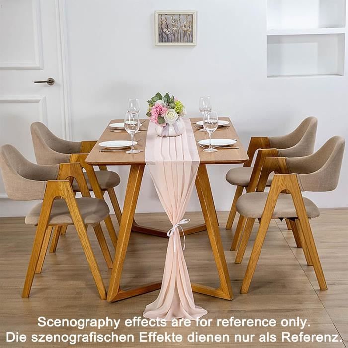 Lot De 6 Chemins De Table En Étamine Rose Poudré De 3 M Pour Centres De Table De Mariage Bohème