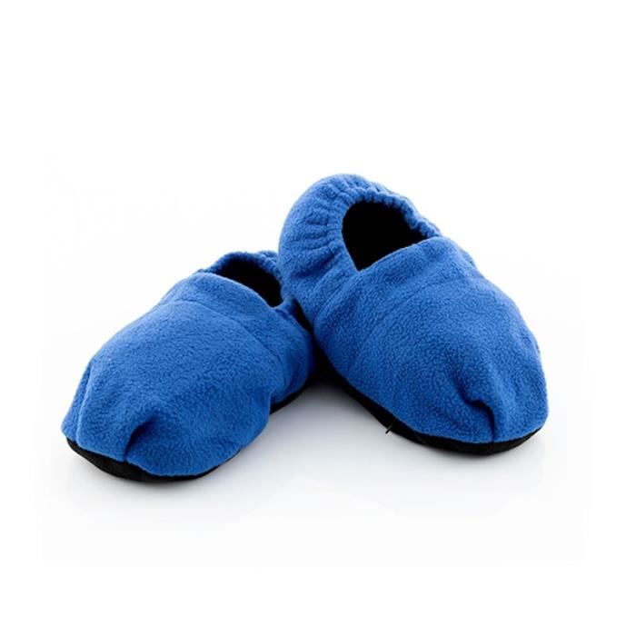 Pantoufles, chaussons chauffants micro-ondes bleus - bouillotte
