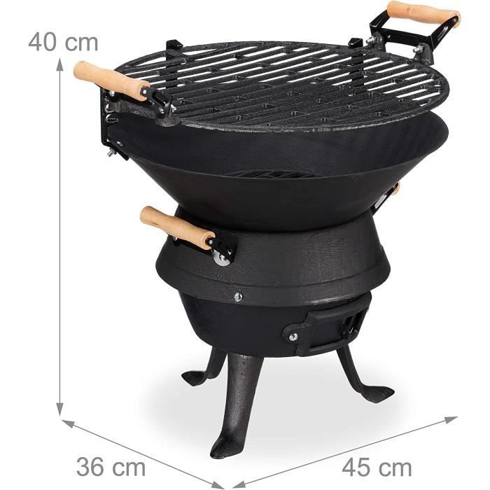 Baril amovible noir pour Barbecue de jardin, gril à charbon de bois