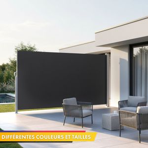 Store Latéral Rétractable Pare-Soleil Brise-Vue 220x300 Cm Noir – Auvent Extérieur Balcon Terrasse Jardin