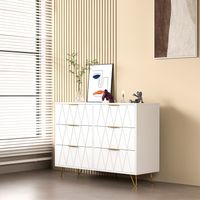 Commode 6 tiroirs design ondulé avec finition laquée, rangement spacieux, coins renforcés antichocs, meuble pour chambre, salon et salle de bain | Leroy Merlin