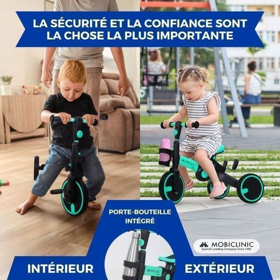 Tricycle évolutif - MOBICLINIC - Chase - Évolutif 5-en-1 - Siège & guidon réglables - Cadre aluminium léger - Jeux - Jouets