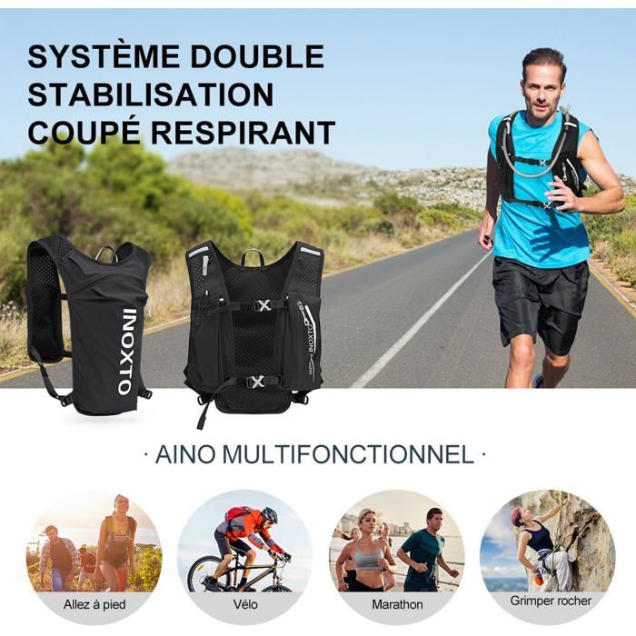 Zelnff Sac D'hydratation 2L – Gilet De Course Avec Poche à Eau – Léger 240g, Compartiments Isolés – Vélo, Rando, Marathon – Homme/femme