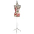 Buste de couture feminin sur pieds hauteur regable mannequin fee deco vitrine fibre de verre-0
