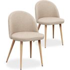 INTENSE DECO Lot de 2 chaises scandinaves Cecilia tissu Beige