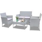 XIAOMI Salon Bas de Jardin 4 Places - Rattan Tree - Ensemble de Jardin en imitation Résine Tressée - Avec Coussins Déhoussables - Gris