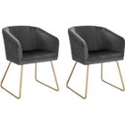 WOLTU Lot de 2 Chaise de Salle à Manger Siège en Velours Chaise de Cuisine Pieds en métal doré fauteuil de Salon,Gris Foncé
