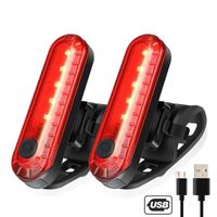 2 pièces lumière rouge - Feu arrière étanche à LED pour vélo, Phare avant et arrière Rechargeable par USB