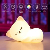 Veilleuse LED Souple Chat Lampe de Chevet Mulit Couleur Changement USB pour Chambre à Coucher Chambre d'enfant Salon