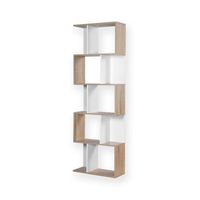Bibliothèque Multi-cases H180 cm - CASAME - Bois Clair et Blanc - Meuble de Rangement Contemporain Design