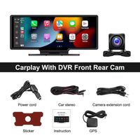 Caméra de Voiture 2.5K 2160P+1080P WIFI GPS avant + arrière dual dashcam avec 10.26" Écran tactile, CarPlay Android Auto