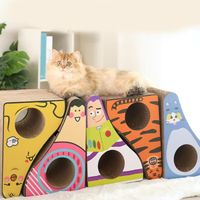 KEENSO Griffoir à chat Grattoir pour chat Pente en carton ondulé Tapis vertical avec boules tunnel animalerie jouet Poussin