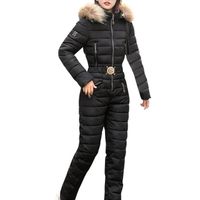 Combinaison de ski pour femme-Combinaison de ski élégante - Combinaison de ski avec capuche-Coupe-vent-Imperméable-Noir