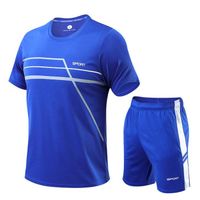 Ensemble T-shirt et Short Vetement de Sport Homme - Respirant et Séchage Rapide - Multisport - Bleu