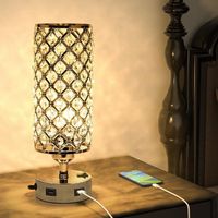 TYRESES Lampe de chevet Cristal - Lampe à poser LED avec Ports Charge USB - 3 Couleurs Lumière d'ambiance romantique décoration