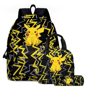 SAC À DOS Ensemble de 3 sacs à dos pour enfants, sac à dos d'école primaire Pokémon Pikachu avec boîte à déjeuner isolée, sac à dos présc