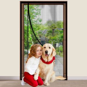 Moustiquaire Porte Magnétique 195 X 160 Cm Moustiquaire Porte Fenetre Fermeture Automatique Auto-Adhésif Rideau Pour Fenetre Coulissante, Blanc