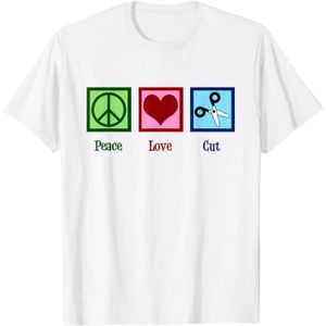 COIFFEUR - ESTHÉTIQUE Peace Love Cut Ciseaux De Coiffeur T-Shirt[u620]