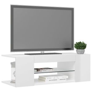 MEUBLE TV Meuble TV avec lumières LED Blanc brillant 90x39x30 cm FAS