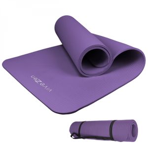 TAPIS DE SOL FITNESS Tapis de yoga Vivezen - 180 x 60 x 1 cm - Violet - NBR - Antidérapant - Sangle de transport
