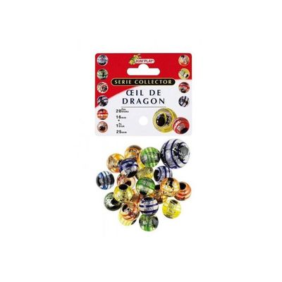 Filet de 20 billes 16 mm + 1 calot 25 mm oeil de dragon - série collector - kim play - jeu de recreation, adresse- Jeux d'extérieur