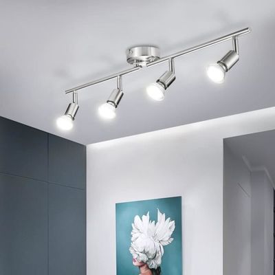 Spot encastrable plafond double RUTEN 2 blanc-noir LED GU10 G5.3 IP20 carré  orientable 777129 A216 - Cdiscount Maison