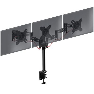 Support 3 Écrans Pholiten MD8003 - 17 à 27 Pouces - VESA 75/100 - Pivot 360° - Bras Gaz