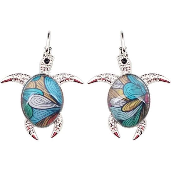 Boucles D'oreilles Tortue En Argent 925 - Bijou Pendants élégants Pour Femme, Cadeau Idéal - 8