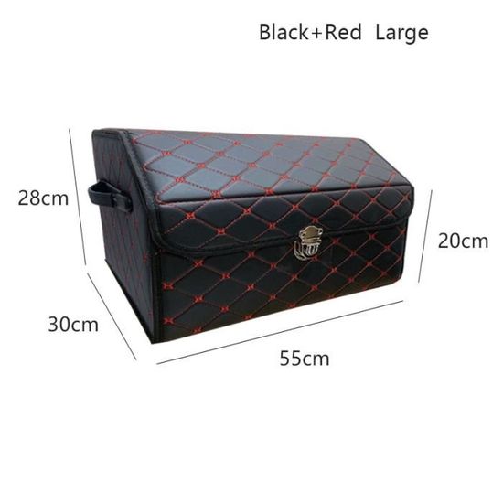 Boîte de rangement,PU en cuir voiture coffre boîte de rangement de qualité  Supérieure Boîte de rangement Sac - Type black-red-large - Cdiscount Maison