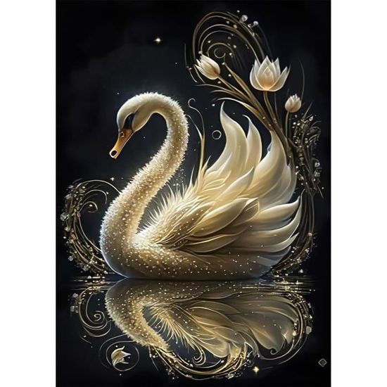 CEOVR Kit Diamond Painting 5D Adulte - Couple De Cygnes Romantiques 30x40 Cm - Peinture Diamant Complet Animaux Amour