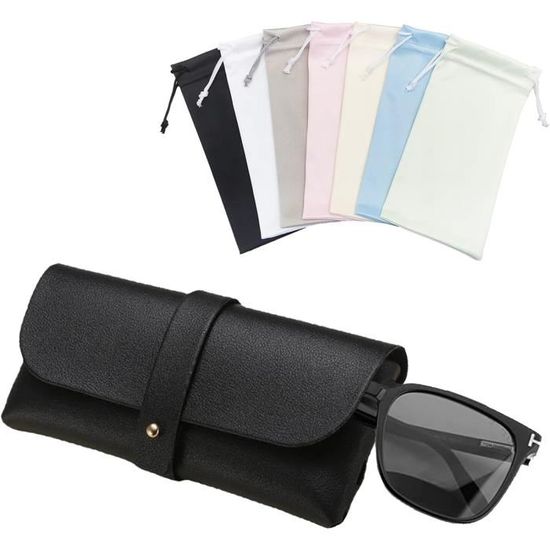 1pc étui à lunettes mode en cuir PU crochet en métal porte-lunettes 1pc étui à lunettes mode en cuir PU crochet en métal porte-lunettes