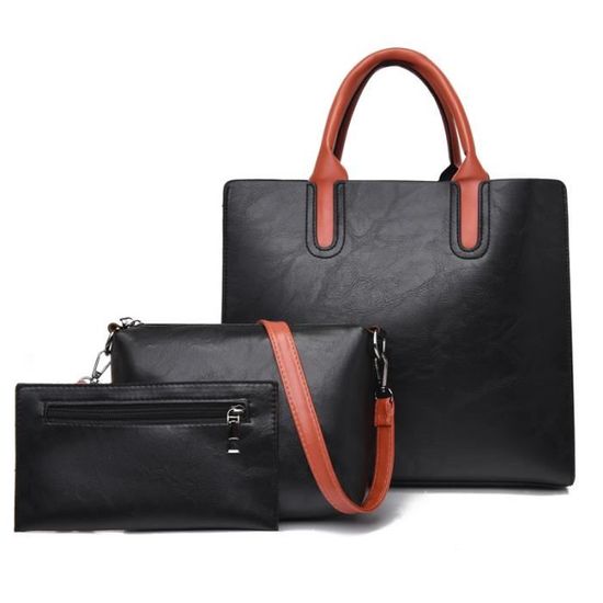 Sac à Main Femme JENNIFER Noir - Cuir, Détails Métal Or Vintage - Occasion Collection