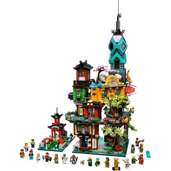 Lego Ninjago - Les jardins de la ville de NINJAGO - Modèle de maison ninja à 3 niveaux - 19 figurines incluses